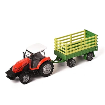 Braintastic Pull Back Inertia Vehicles Farm Tractor With Trolley Truck Agriculture Farm Friction Power Toy For Kids Age 3+ Years Design,Multicolor