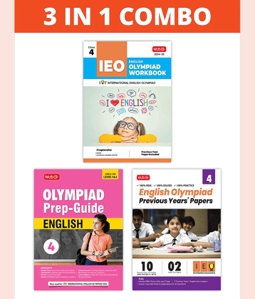 MTG International English Olympiad (IEO) Workbook, Prep-Guide & Previous Years Papers (PYQs) with Mock Test Paper Class 4 - SOF Olympiad Books For 2024-25 Exam (Set of 3 Books)