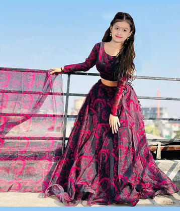 piludi Organza Lehenga Choli Set For Girls ( Pack of 1 , Grey )