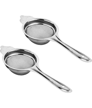 LAZYWINDOW Silver Steel Strainer ( Pack of 2 )