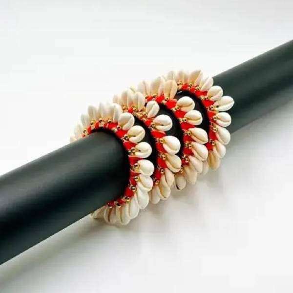 Premium Red Sea Shell Bangle Set Artificial Lightweight