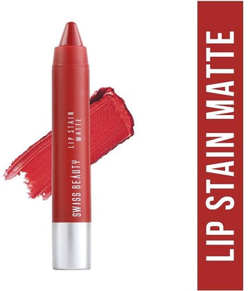Swiss Beauty Lip Stain Matte Lipstick Lipstick (Russian Red), 3.4gm