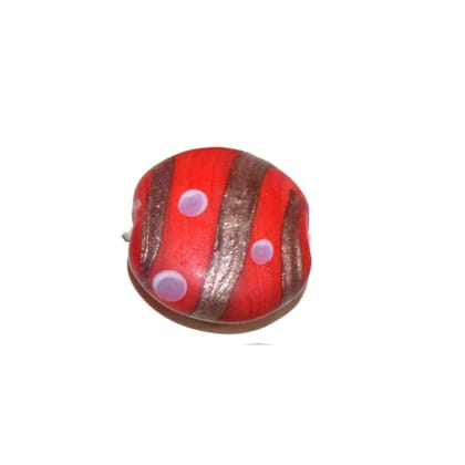 Handmade Fancy Lampwork Glass Beads For Jewelry Making Necklace , Earring and Bracelet (Flat Round) SFL-656-Per Packet 25 Pcs / 22X12 MM