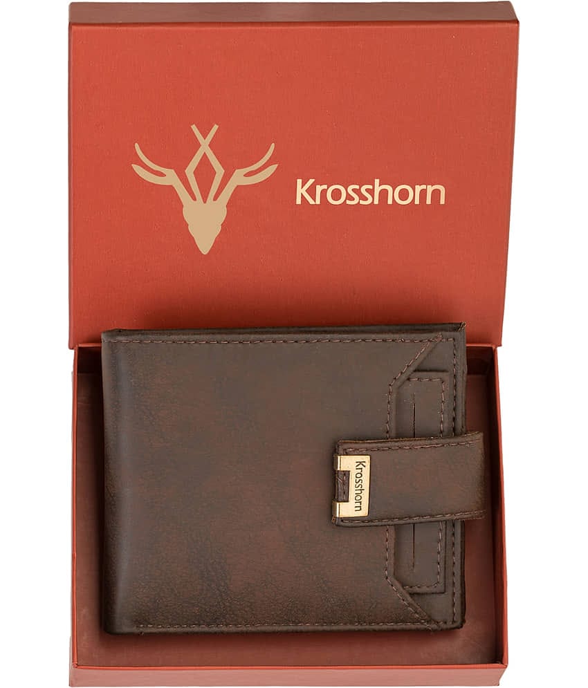 Krosshorn - Brown Faux Leather Men's Regular Wallet ( Pack of 1 )