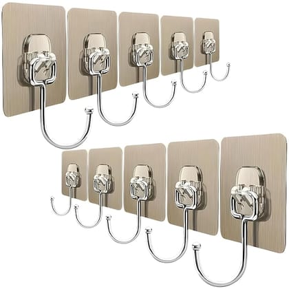 JIALTO 10 PCS Large Adhesive Hooks for Wall Heavy Duty Waterproof Wall Hooks for Hanger Hooks, Stainless Steel Towel and Coats Wall Hook to Use Inside Kitchen, Bathroom, Home and Office JIALTO 10 PCS Large Adhesive Hooks for Wall Heavy Duty Waterproof Wall Hooks for Hanger Hooks, Stainless Steel Towel and Coats Wall Hook to Use Inside Kitchen, Bathroom, Home and Office