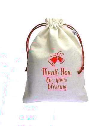 IVARIAN - Cotton Potli Bag, Occasion Gifting Bag, Return Gifting Bag  (13x18 set of 25, Christian Wedding)
