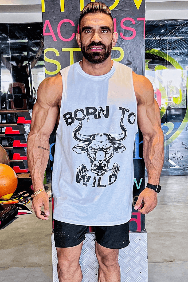 Born To Wild Bull Tank (White)-S