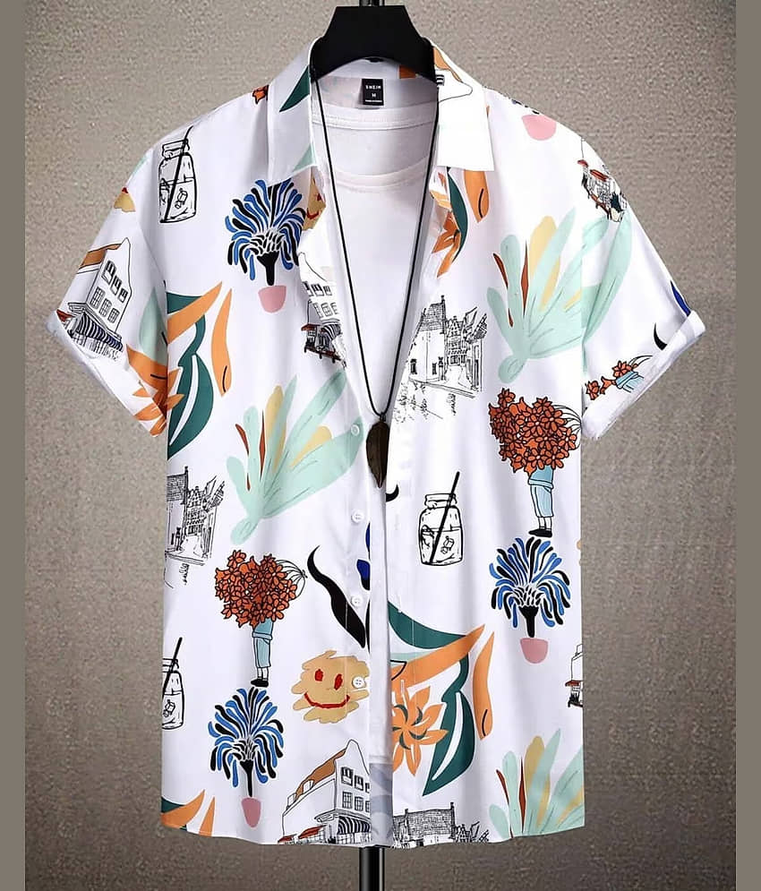 veniz Poly Cotton Regular Fit Self Design Half Sleeves Men's Casual Shirt - Multicolor 5 ( Pack of 1 )