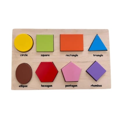 Zuvoy Shape World Montessori Wooden Shape Puzzle for Toddlers & Kids | Educational Learning Toy for Preschoolers | Alphabet, Numbers & Shapes Recognition | Fine Motor Skill Development (3+ Years)