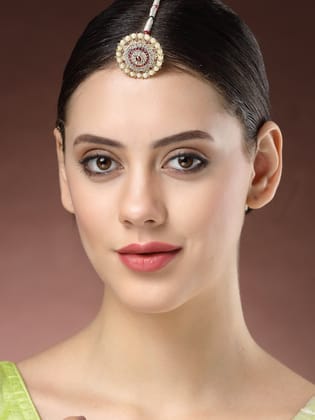 NVR Women Gold-Plated CZ Stone-Studded Borla Maang Tikka-Gold / Female / Brass