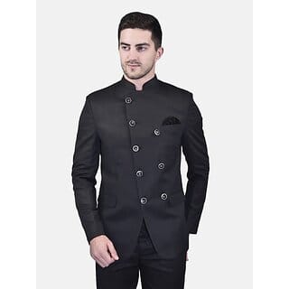 PrintCultr Men Solid Mandarin Casual, Festive & Wedding, Party Blazer (Black)