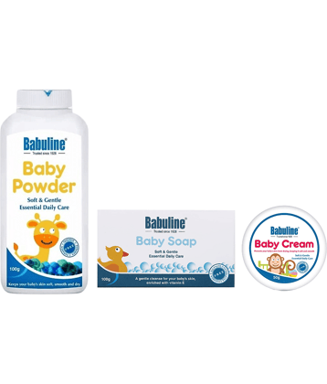 Baby Care Kit 3 Pcs Baby Products Set Baby Cream Powder 100gm Bar 100gm Baby Gifting Set - Pack of 3