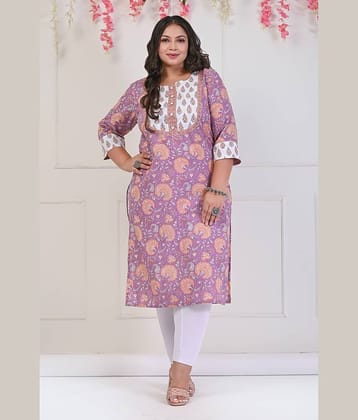 Swasti Cotton Printed Straight Women's Kurti - Purple ( Pack of 1 )