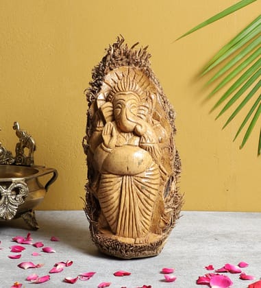 Hand-carved Bamboo Root Idol - Ganesha-Small - 8 inches