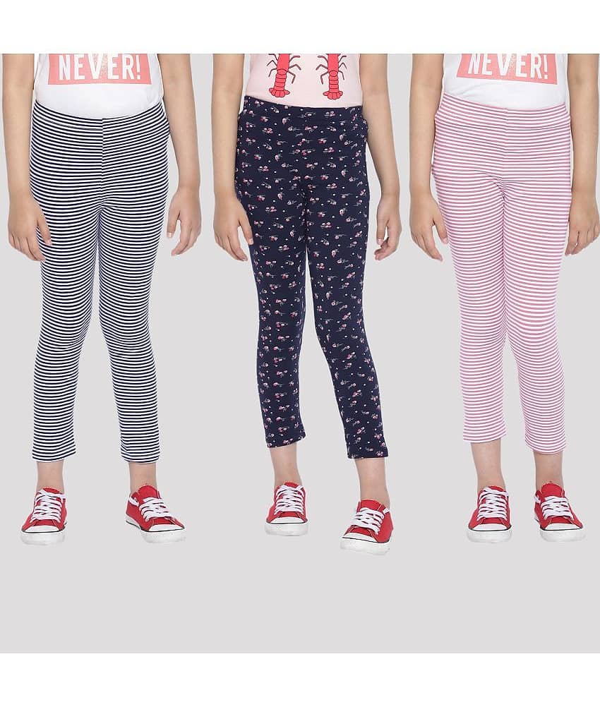 Ariel Pack of 3 Girls Cotton Leggings ( Pink )