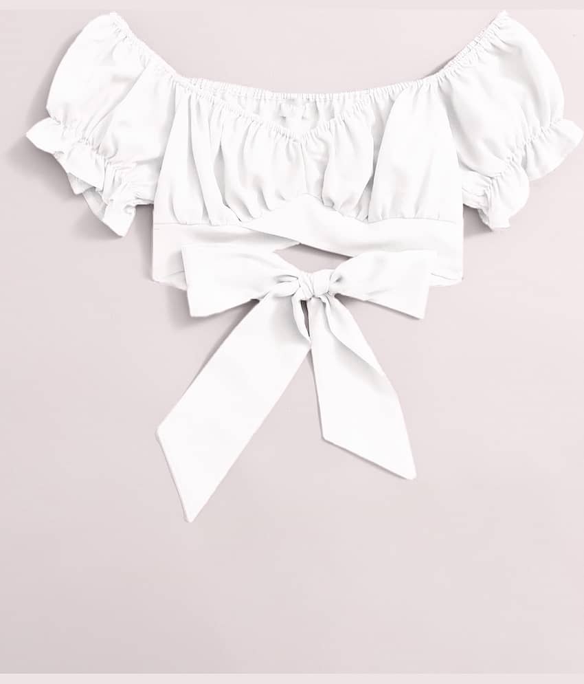 KAHARA Women's Polyester Crop Top ( White )