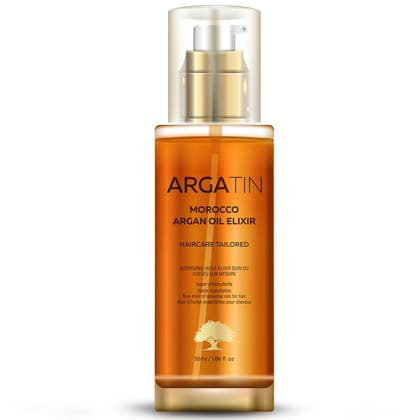 Argatin Moroccan Argan Oil Elixir For Dull & Dry Hair | Control Hair Fall | For Men & Women - Pure & Natural Hair & Skin Treatment - Deep Hydration & Nourishment - 100% Organic - 55ml