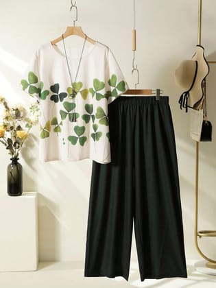 Elevate Your Style – Artistic Leaf Pattern Co-Ord-S