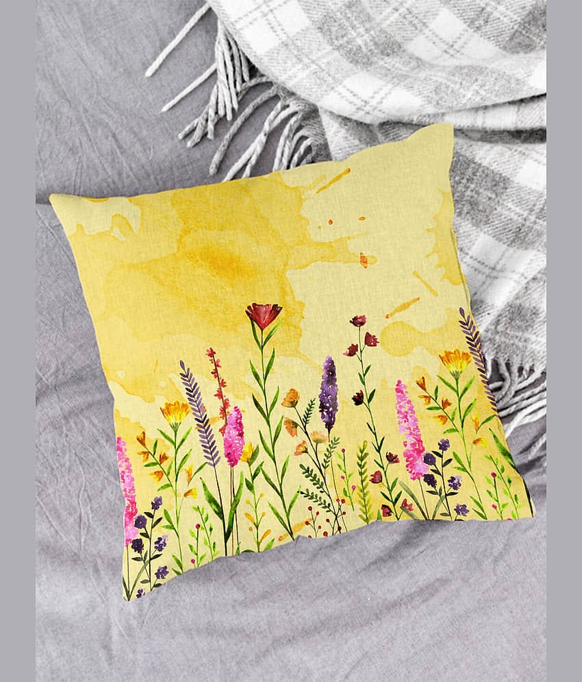 Houzzcode - Water Repellent Yellow Polyester Pillow Covers 40x40x3 ( Pack of 1 )