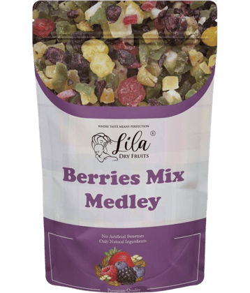 LILA DRY FRUITS Berries Mix Medley 500 g Delicious Blend of Premium Dried Strawberries, Cranberries, Blueberries, Goji Perfect for Giftings