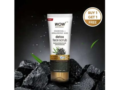 Buy 1 Get 1 Free - WOW Charcoal & Hyaluronic Acid Detox Face Scrub  (100 ml x 2 )