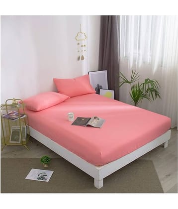 House Of Quirk Polyester Double Bedsheet ( Pink )