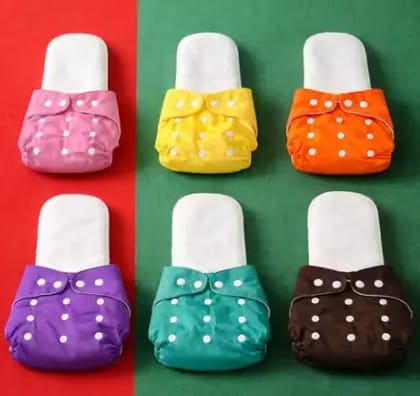 Pack of 6 Reusable Baby Cloth Diapers with 6 Inserts