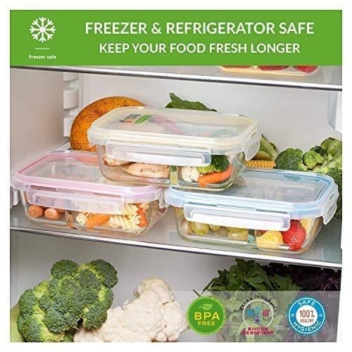 Femora Borosilicate Rectangle Glass Food Storage Container with Air Vent Lid-400ml,620ml(Set of 2)