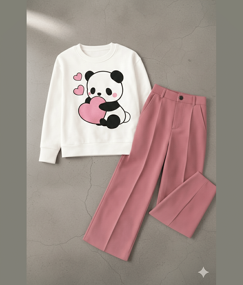 TarrenT HunT Pack of 1 Girls Cotton Blend T-shirt & Pants ( Pink )