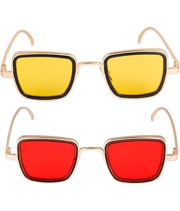 Kanny Devis - Gold Rectangular Sunglasses ( Pack of 2 )
