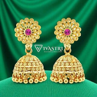 Vivastri Top Trending Alloy Gold Plated Jhumki Earrings for Women & Girls [VIVA2315ERG]