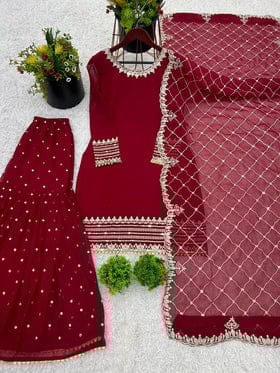 arty Wear Look Top-Plazzo And Dupatta With Heavy Embroidery Work