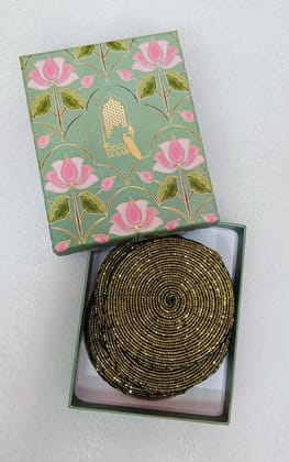 Rakhi Gift Box – Set of 6 Handcrafted Beaded Coasters