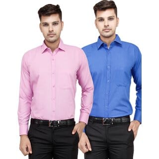 Baleshwar Men Multicolor Solid Formal Shirt (Pack of 2)