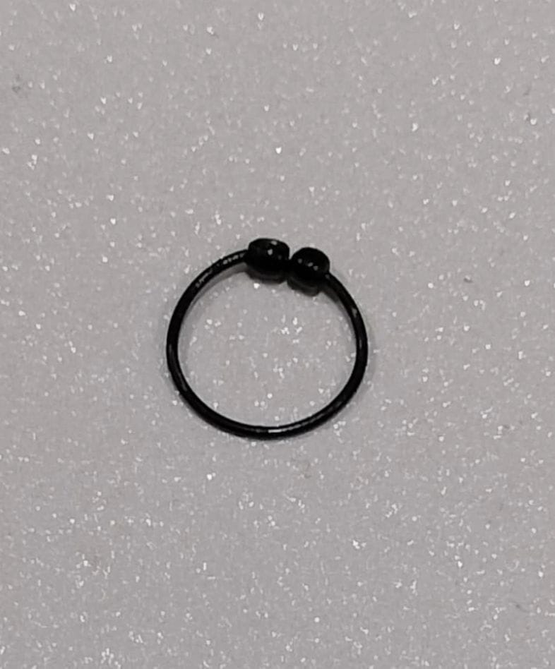 Black Nose Ring Boll Rhodium Plated Brass, Metal, Alloy, Stone Nose Ring Pack of 1