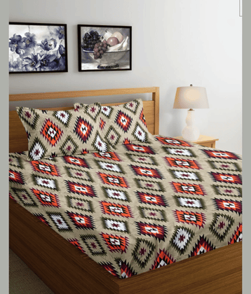 Finesse Decor Cotton 1 Double Bedsheet with 2 Pillow Covers ( Brown )