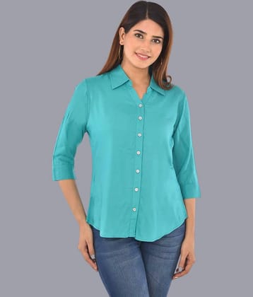 FABISHO Women Solid Rayon Shirt ( Blue )