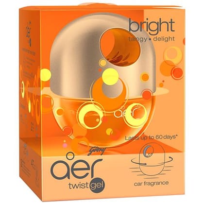 Godrej Aer Car Air Freshener - Twist Gel, Bright Tangy Delight, Spill Proof, Lasts 60 Days, 45 G