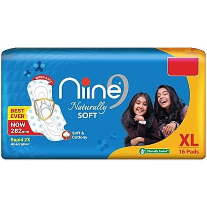 Niine Naturally Soft Sanitary Napkin - Extra Large, 16 pcs