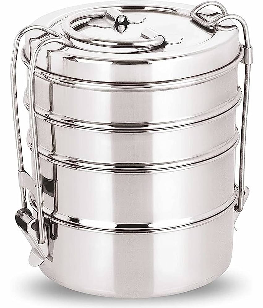 Neelam Stainless Steel Lunch Box/Traditional Tiffin Box for School/Office- 8 x 4