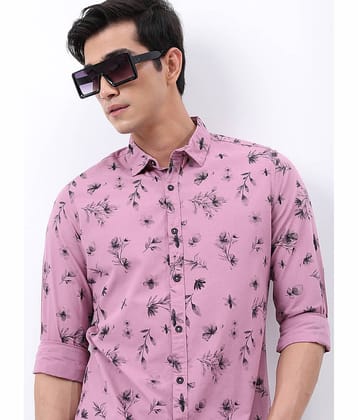 Ketch 100% Cotton Slim Fit Printed Full Sleeves Men's Casual Shirt - Pink ( Pack of 1 )