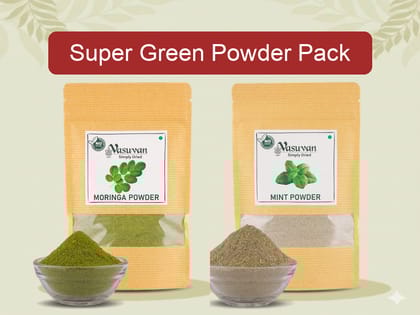 Vasuvan Super Green Powder Pack | Moringa Powder (200g) + Mint Powder (200g) Vasuvan Super Green Powder Pack | Moringa Powder (200g) + Mint Powder (200g)