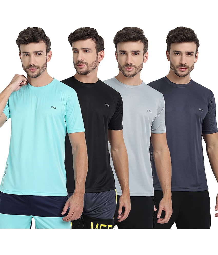 FTX Pack of 4 Polyester Regular Fit Men's T-Shirt ( Multicolor4 )
