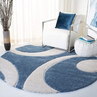 GALLERY HOME Silky Smooth Anti-Skid Shaggy Round Carpet with 2 inch Thickness (5 x 5 Round, Blue S4)