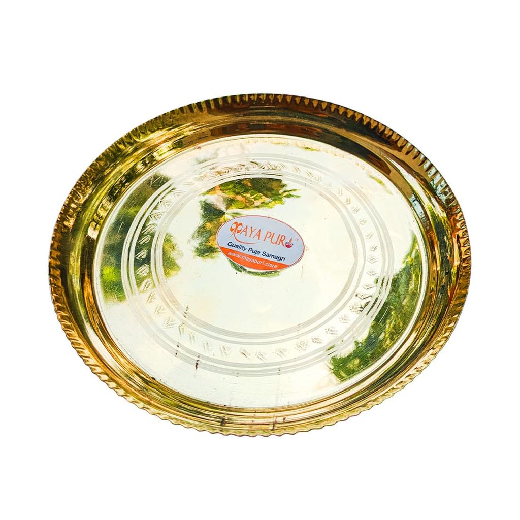 MAYAPURI Premium Brass Pooja Thali Set for Traditional Indian Rituals and Worship,Home Mandir & Pooja, Diameter; 6.5 inches (Pack of 1) - Pooja Needs | Buy online on ZillyBuy