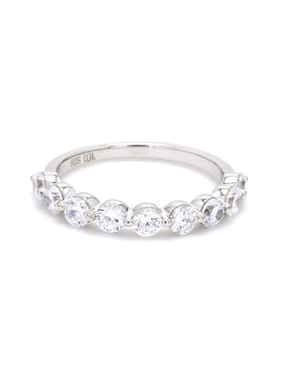 Sterling Silver American Diamond Nine Stone Band Ring-10