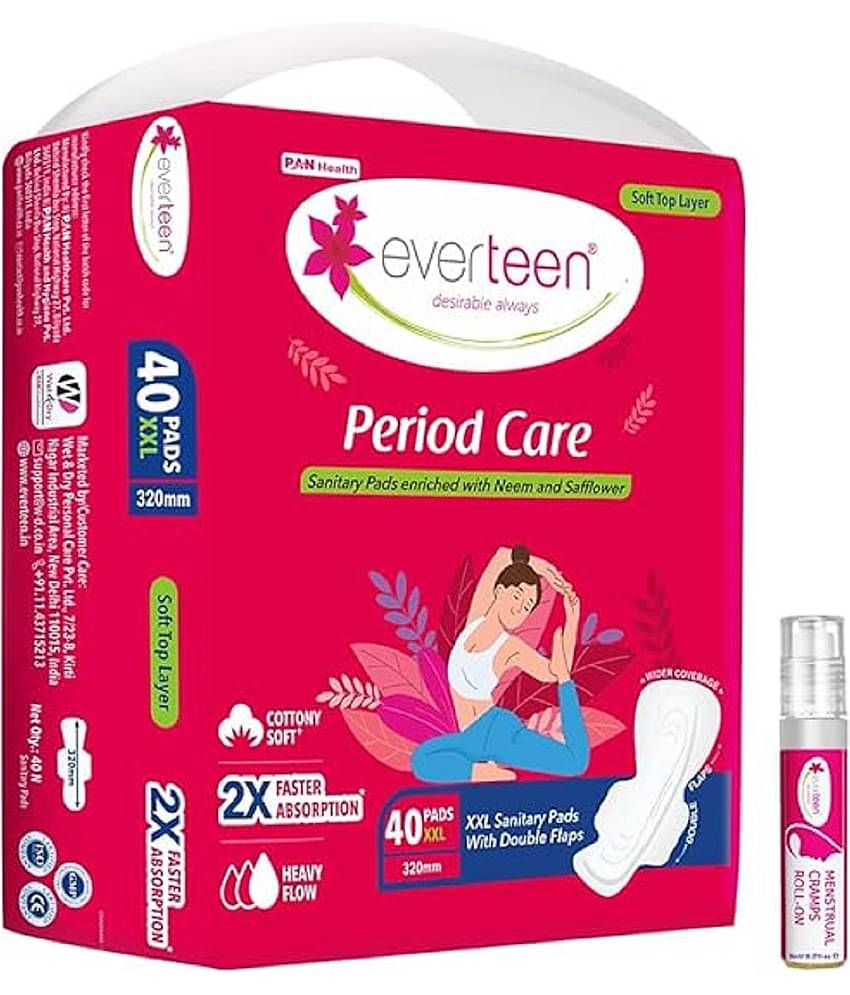 everteen combo 40 XXL Soft with Free Menstrual Period Pain Relief Cramps Roll-On (5ml)