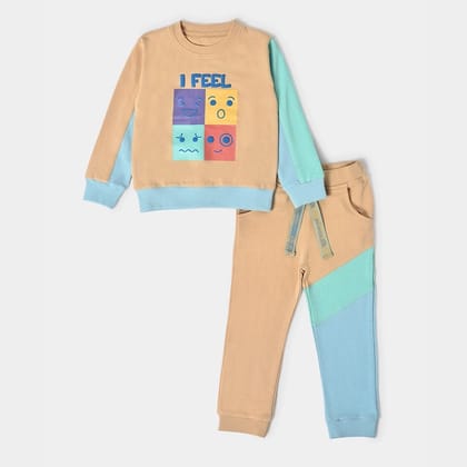 Misty Brown Colorblock Sweatshirt & Pajama Set-12-18 M / Brown