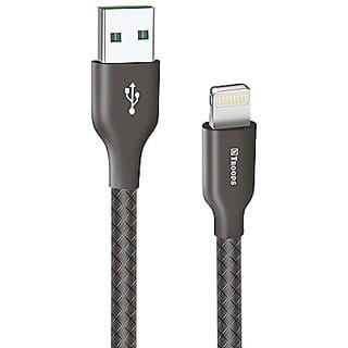TP TROOPS Unbreakable 2.5A Fast Charging Tough Braided lightning USB Data Cable - 1 Meter-Black-TP-2284-Black