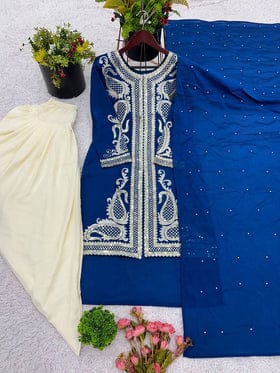 Designer Party Wear Look Top ,Dhoti Salwar And Dupatta